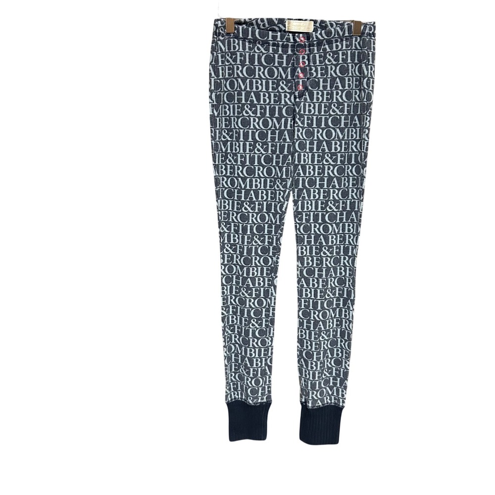 Abercrombie & Fitch Sleepwear Joggers Womens S Navy Blue Logo Waffle Knit Pajama